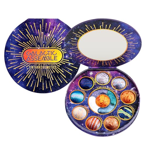 Tintark Galactic Assemble eyeshadow palette sun swatch for bold daytime glow