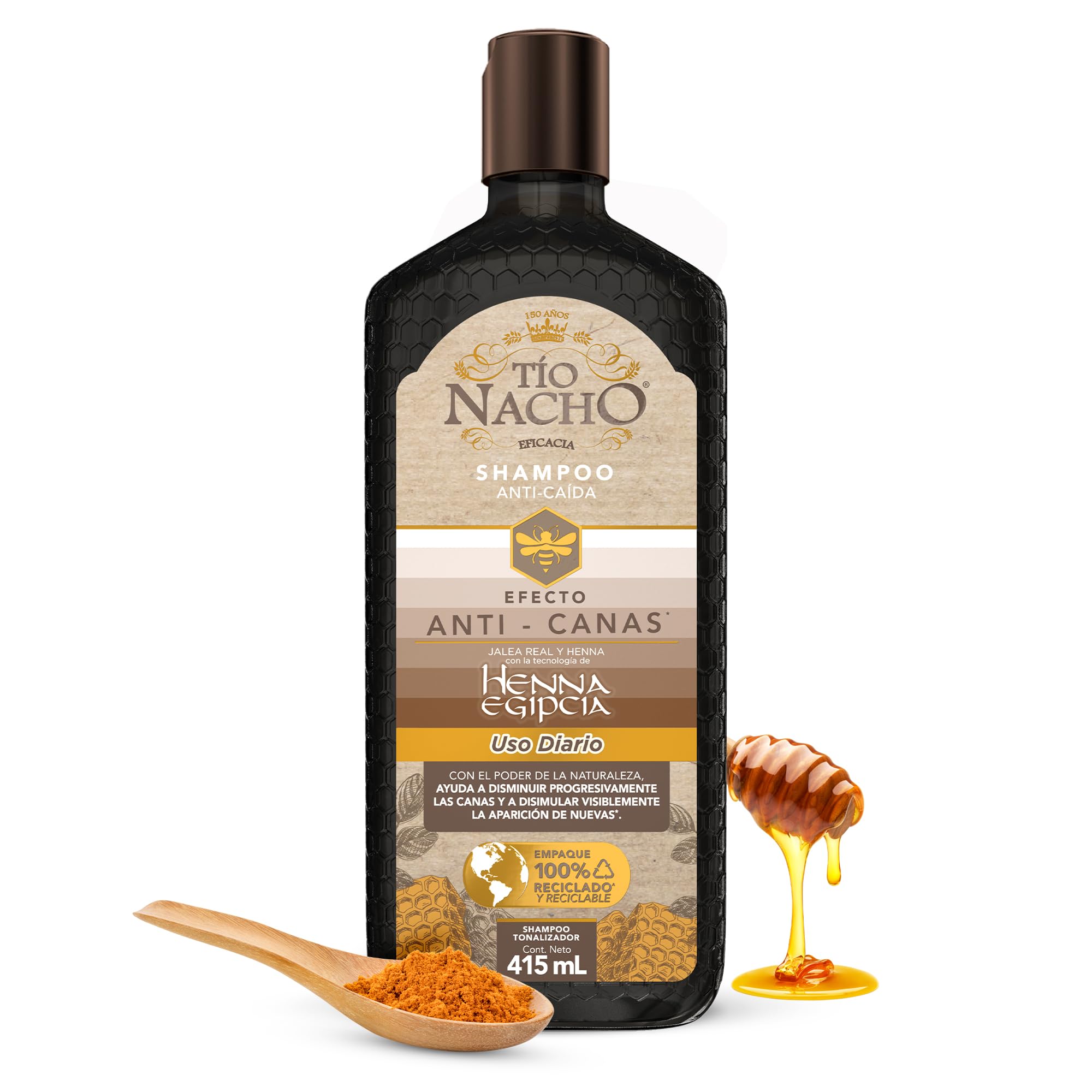 Tio Nacho Anti-Grey bottle shows natural tone progression without harsh dyes.