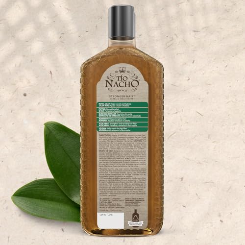 Tío Nacho natural ingredients tag with rosemary, ginseng and burdock.