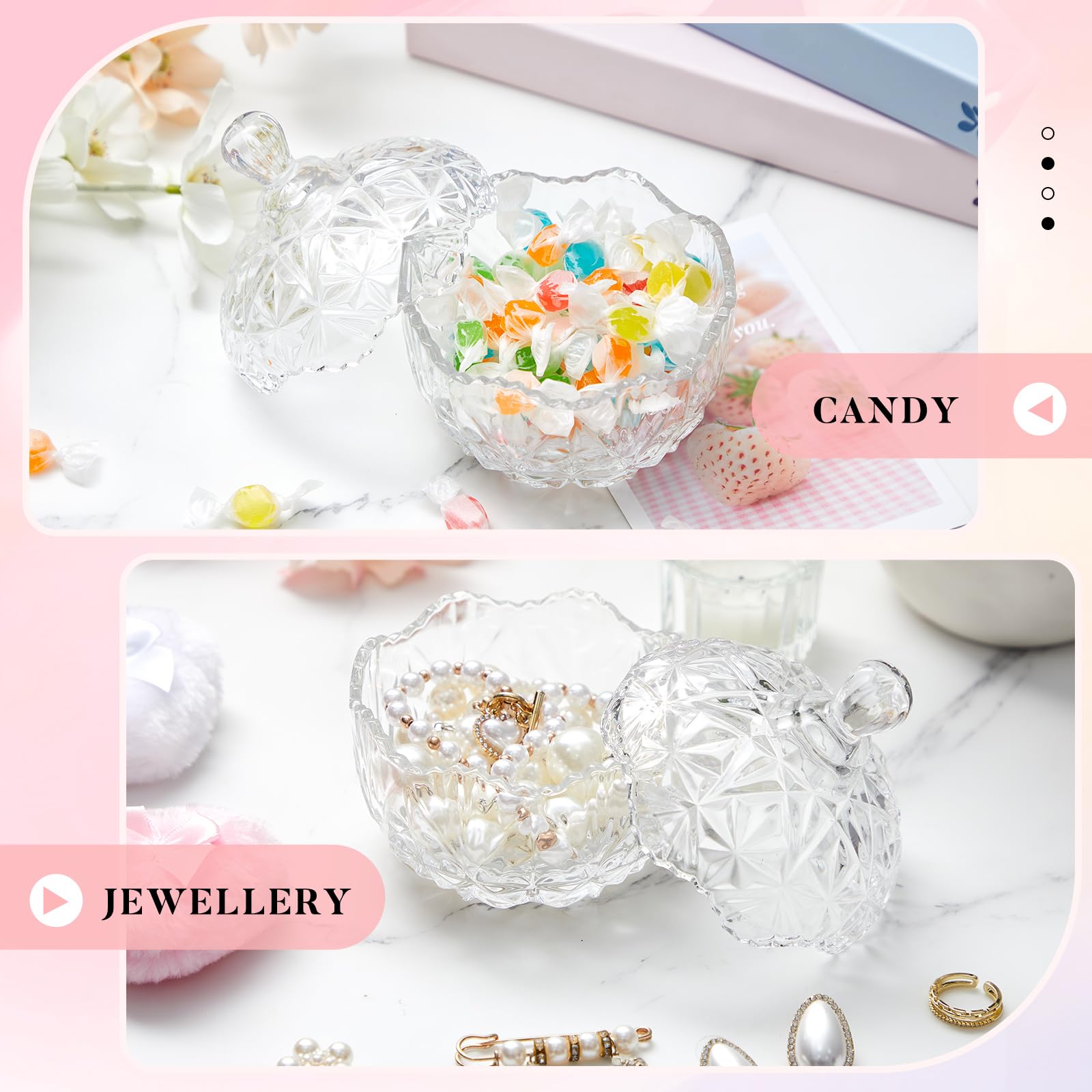 Tioncy clear glass jar stores loose powders neatly.