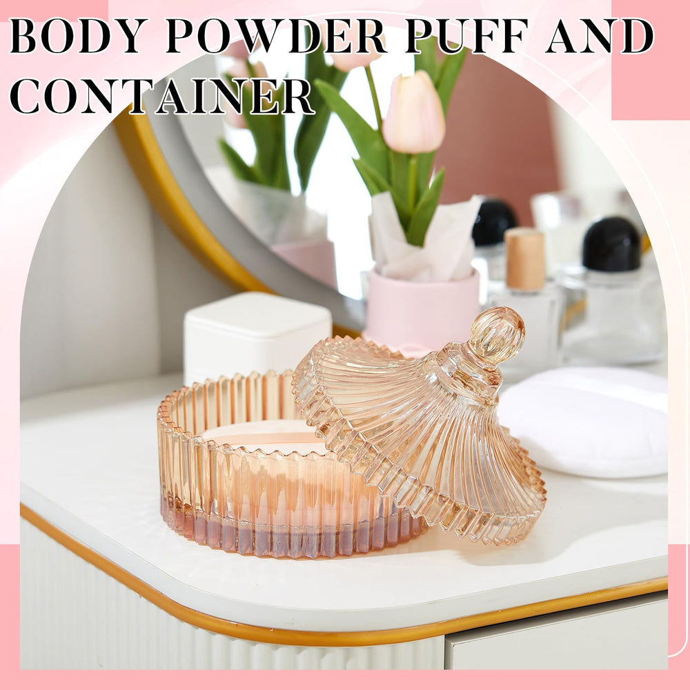 Tioncy glass jar with powder puff showcases transparent storage and easy powder access.