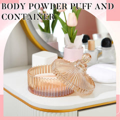 Tioncy glass jar with powder puff showcases transparent storage and easy powder access.