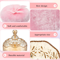Tioncy glass puff container with lid enhances elegant vanity storage and display.