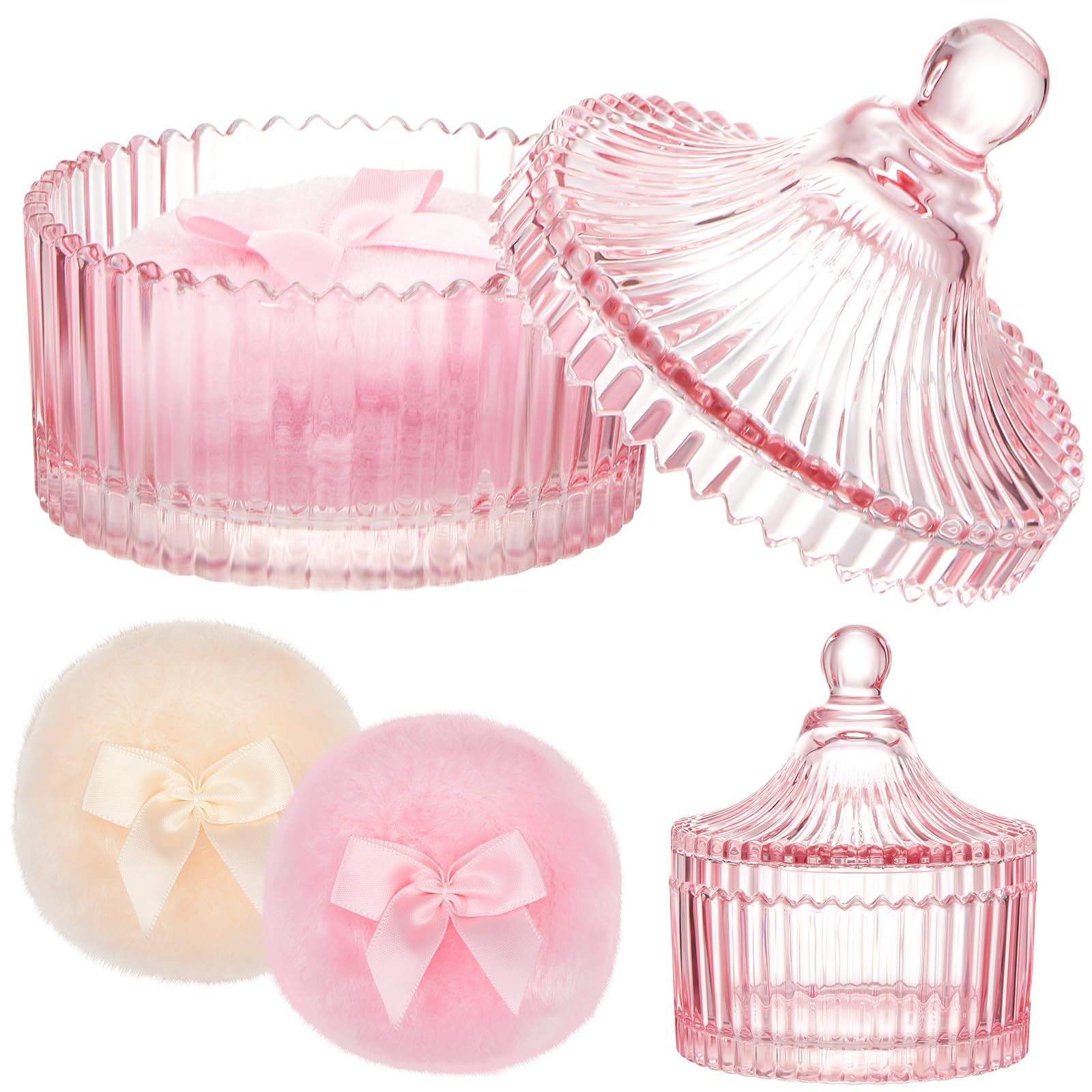 Tioncy large powder puff with pink container for elegant, even powder application