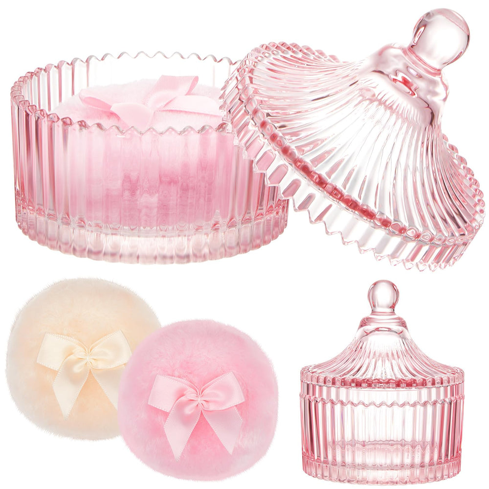 Tioncy large powder puff with pink container for elegant, even powder application