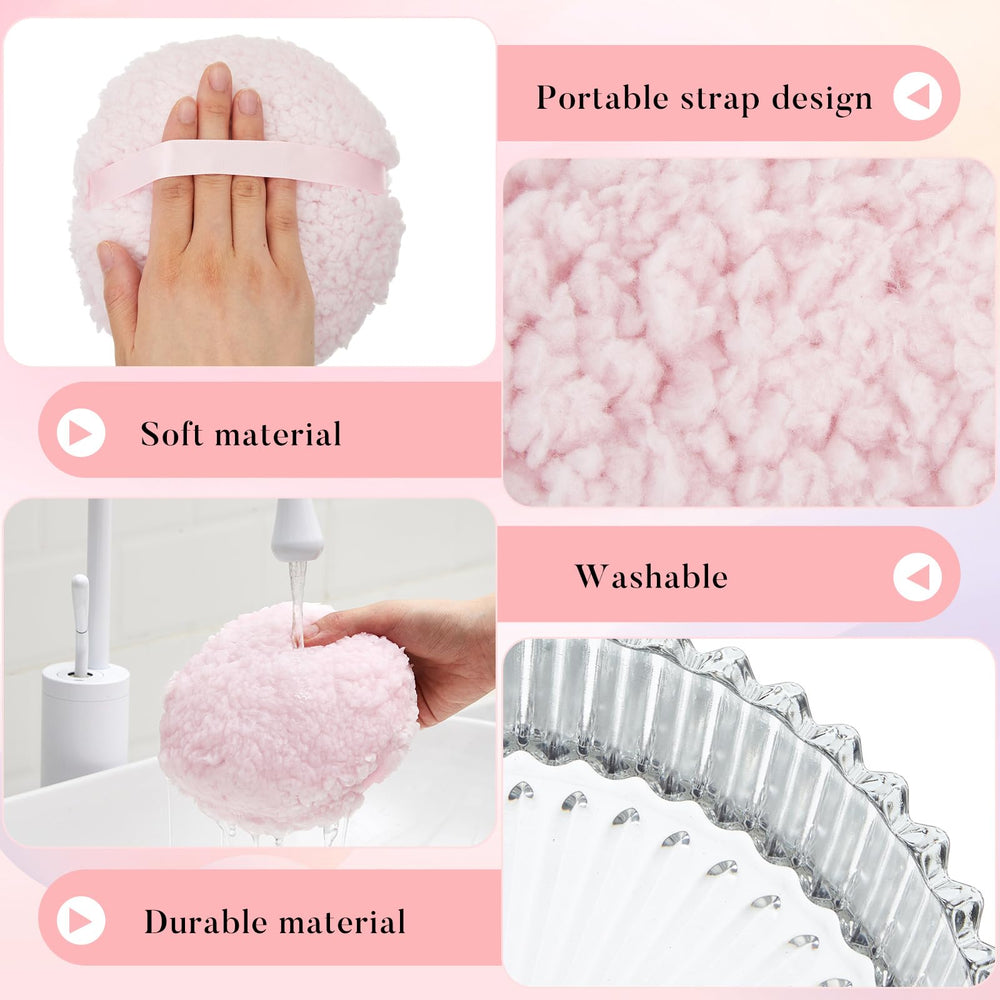Tioncy washable velour puff with sturdy strap for mess-free use