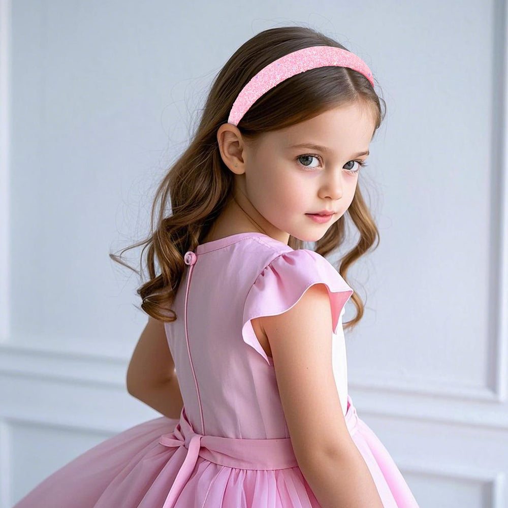 TIOSRU pink glitter headband velvet lining for comfortable all-day wear