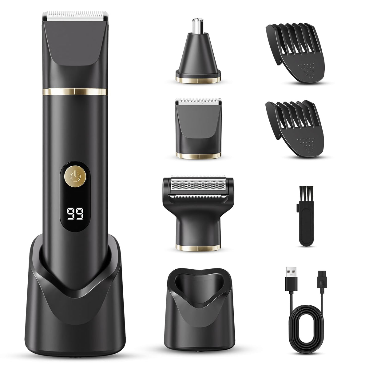 Tiovara 3-in-1 trimmer front view supports versatile on-the-go grooming.