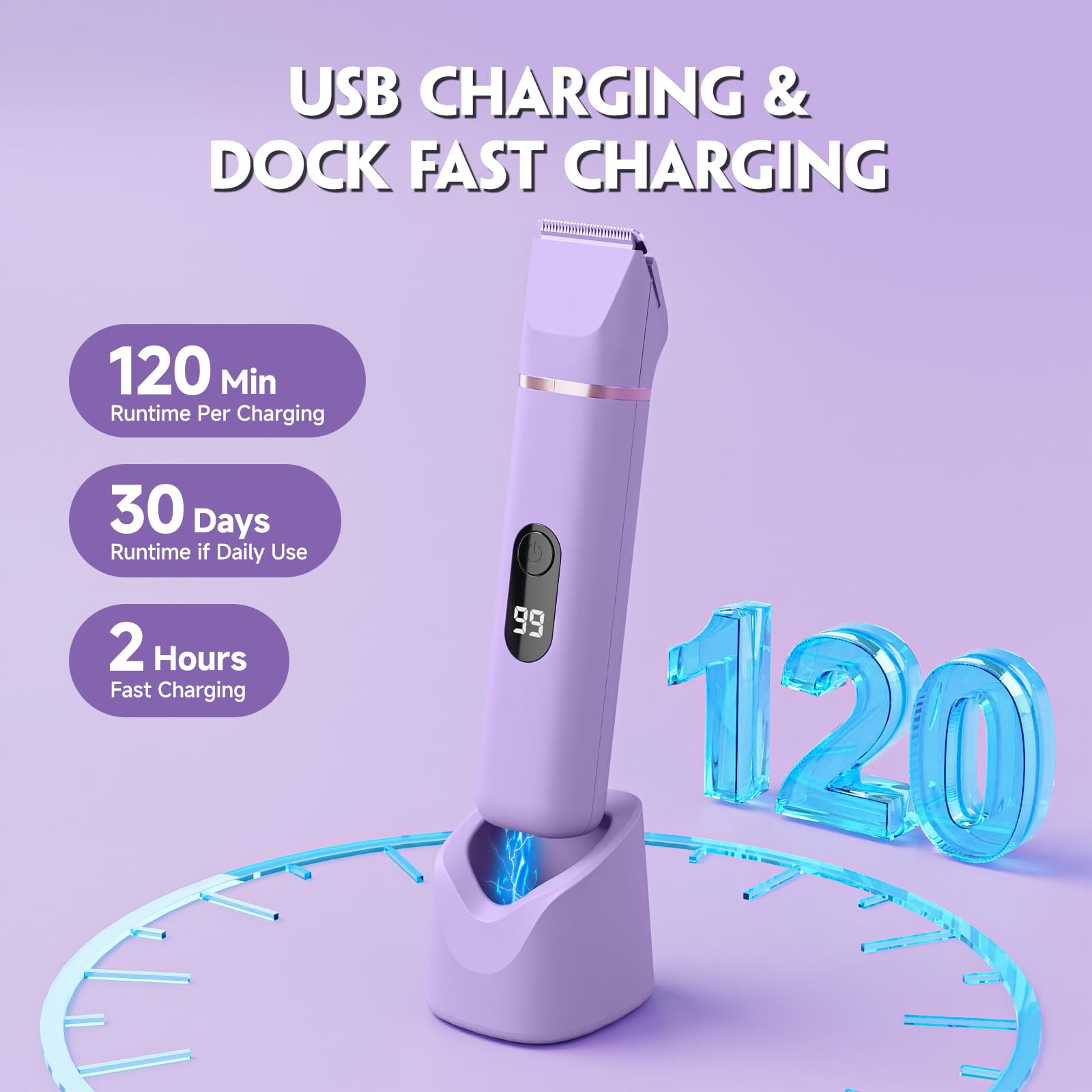 Tiovara bikini trimmer IPX7 waterproof design for shower cleanup
