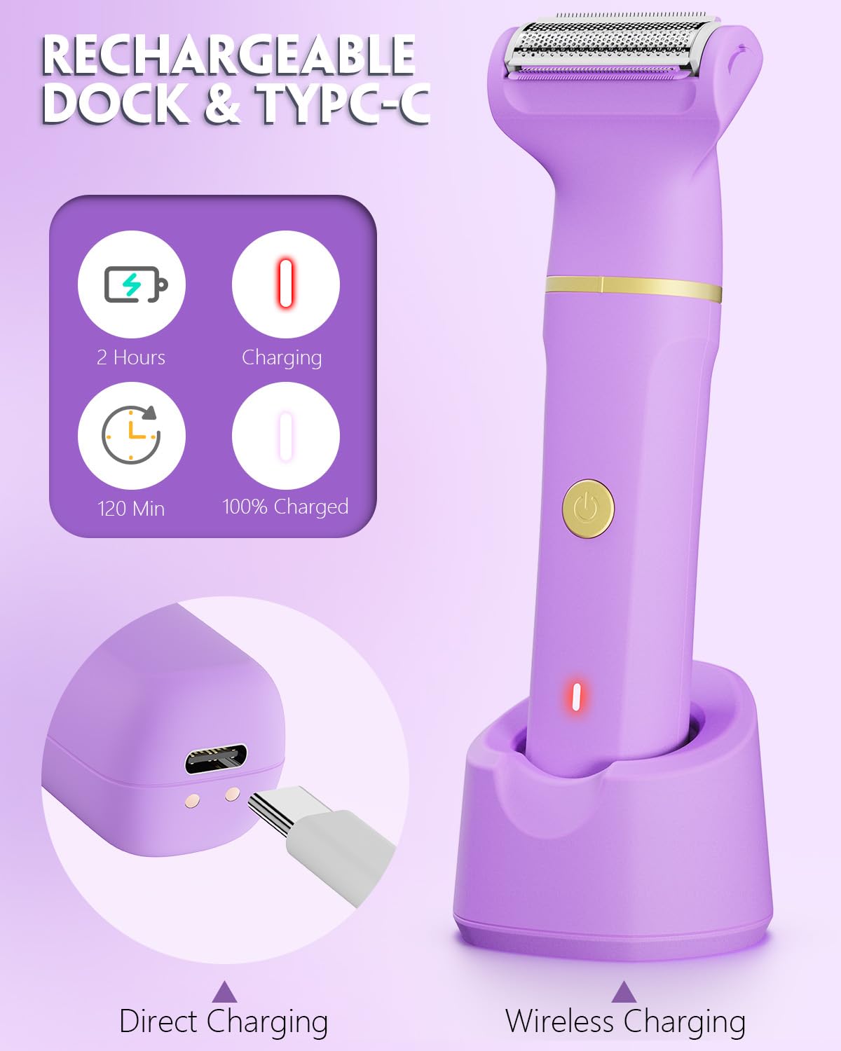 Tiovara Bikini Trimmer rotary head removes peach fuzz and light facial hair