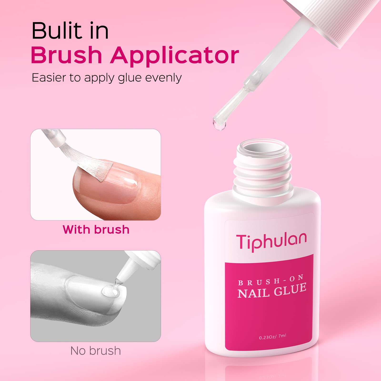 TIPHULAN six-bottle nail glue kit showing value and long-lasting bond potential.