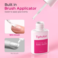 TIPHULAN six-bottle nail glue kit showing value and long-lasting bond potential.