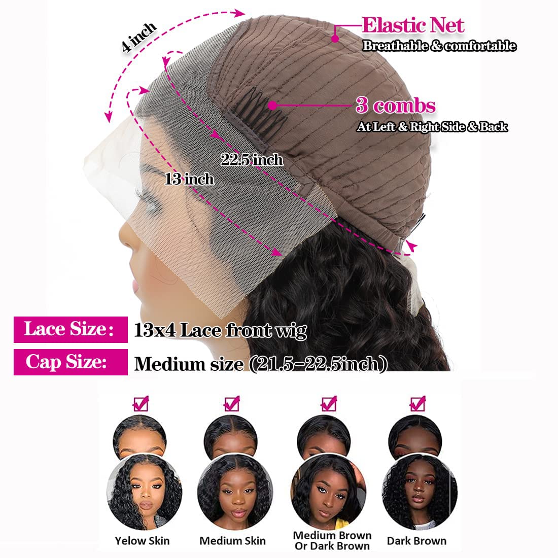 Tipiuli natural color 26in deep wave wig for versatile wear