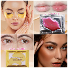 TIRDET 24K gold eye mask closeup highlights premium eye care and improved circulation visuals.