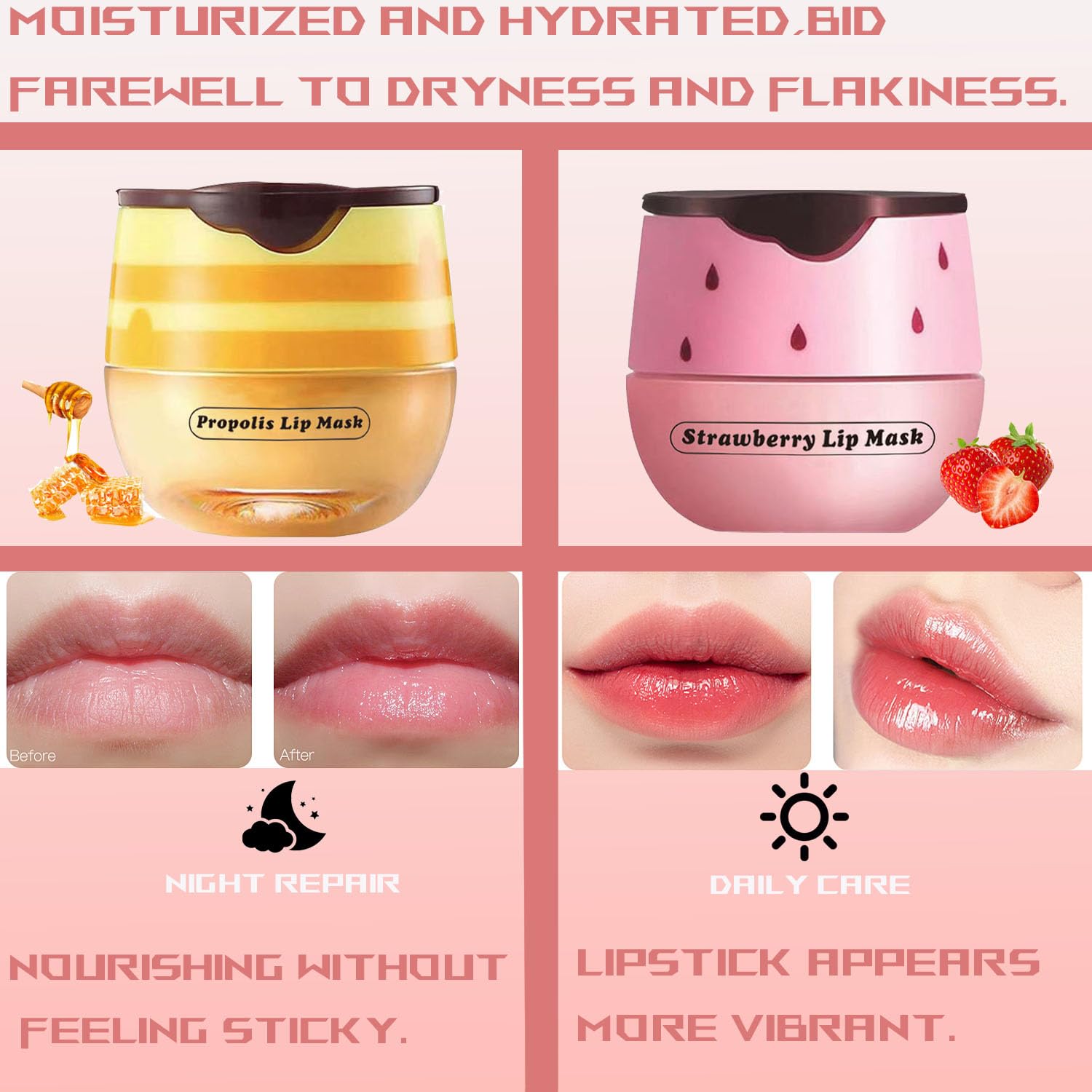 TIRDET bee lip balm honey pot with applicator for clean reapplication.