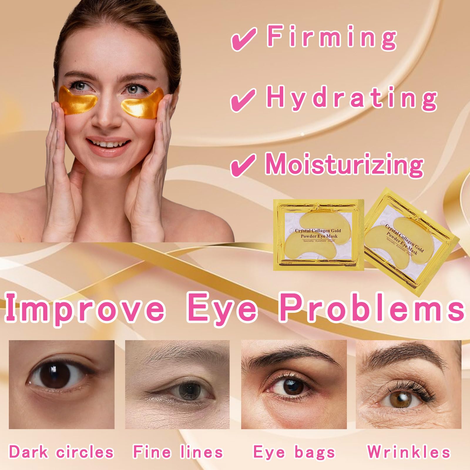 TIRDET eye mask application demonstrates soothing cooling gel and potential puffiness reduction.