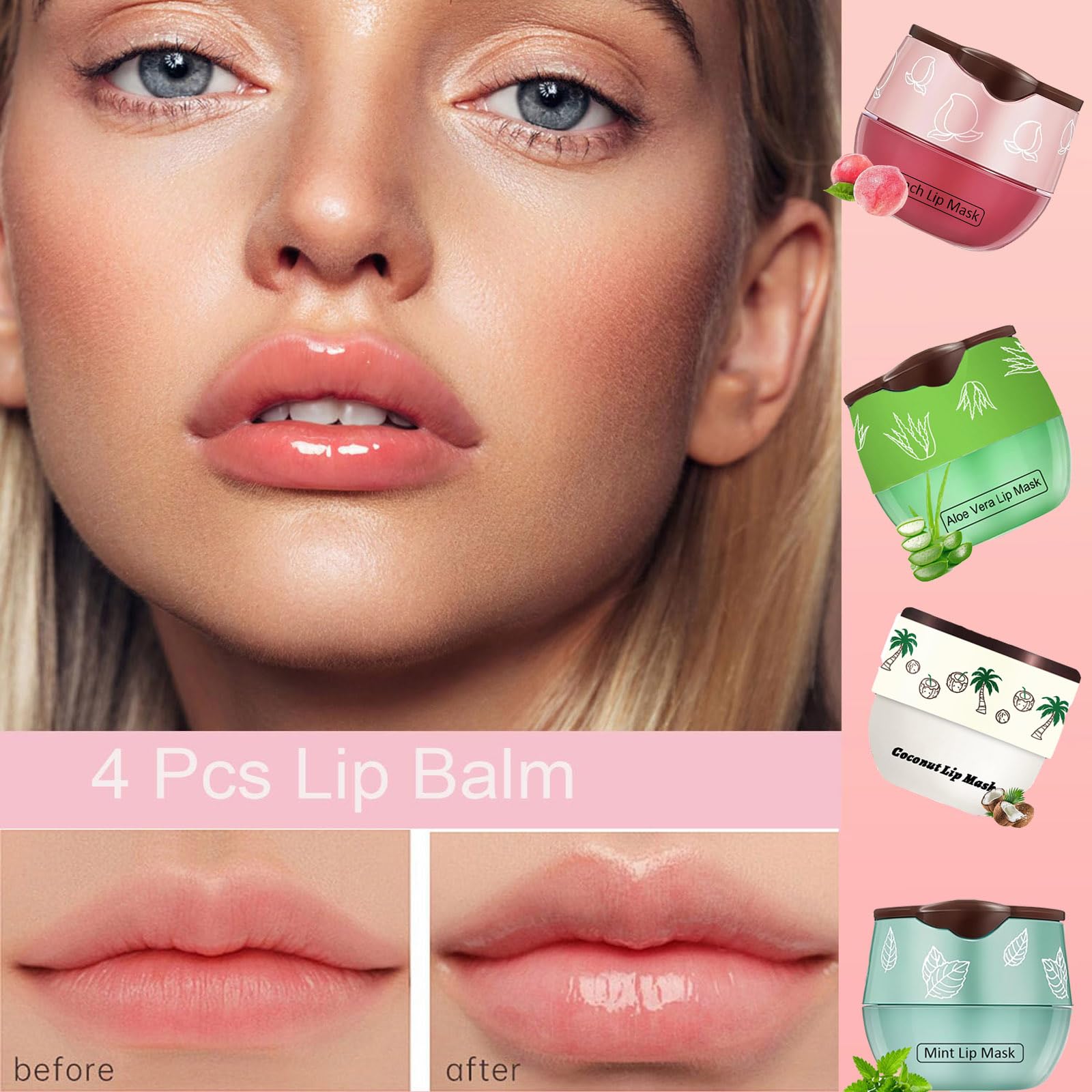 TIRDET fruity lip mask varieties showcase bright scents and nourishing feel.
