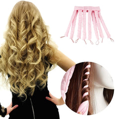 Tirdkid pink heatless curling headband with adjustable velcro for comfortable, all-night wear