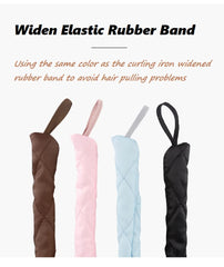 Tirdkid pink heatless curling headband shown for night-time use with gentle curls