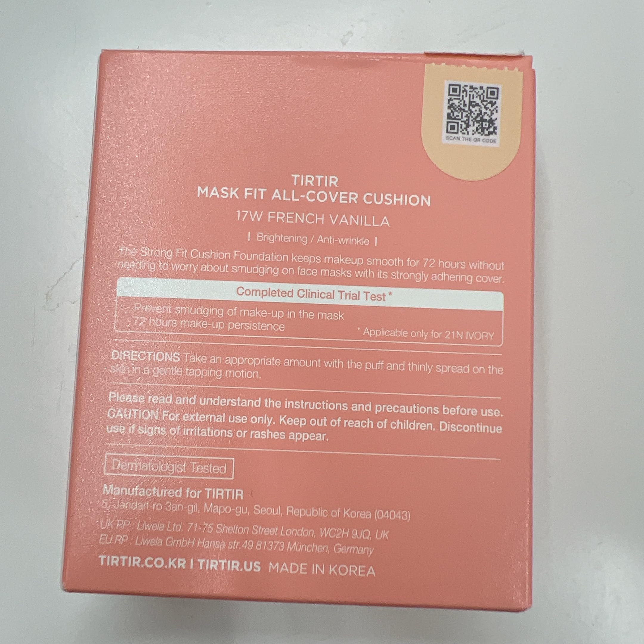 TIRTIR french-vanilla-17w shade swatch for light-to-fair tones