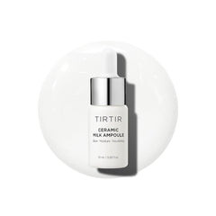 TIRTIR Ceramic Milk Ampoule bottle closeup shows hydration glow