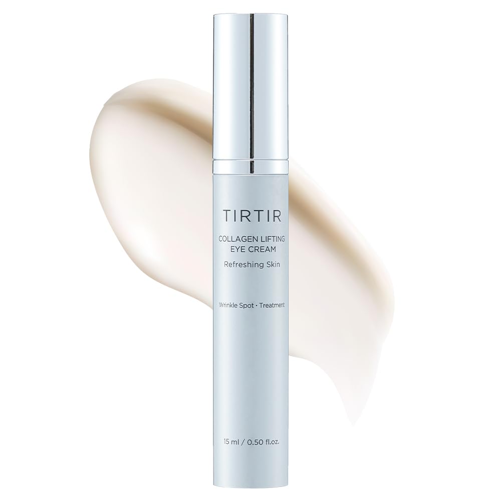 TIRTIR Collagen Lifting Eye Cream roller application for precise smoothing around eyes