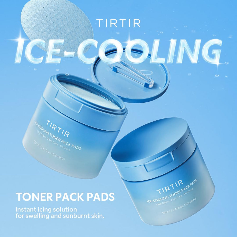 TIRTIR Ice-Cooling Icing Toner Pads close-up demonstrates hydration and soothing cooling.