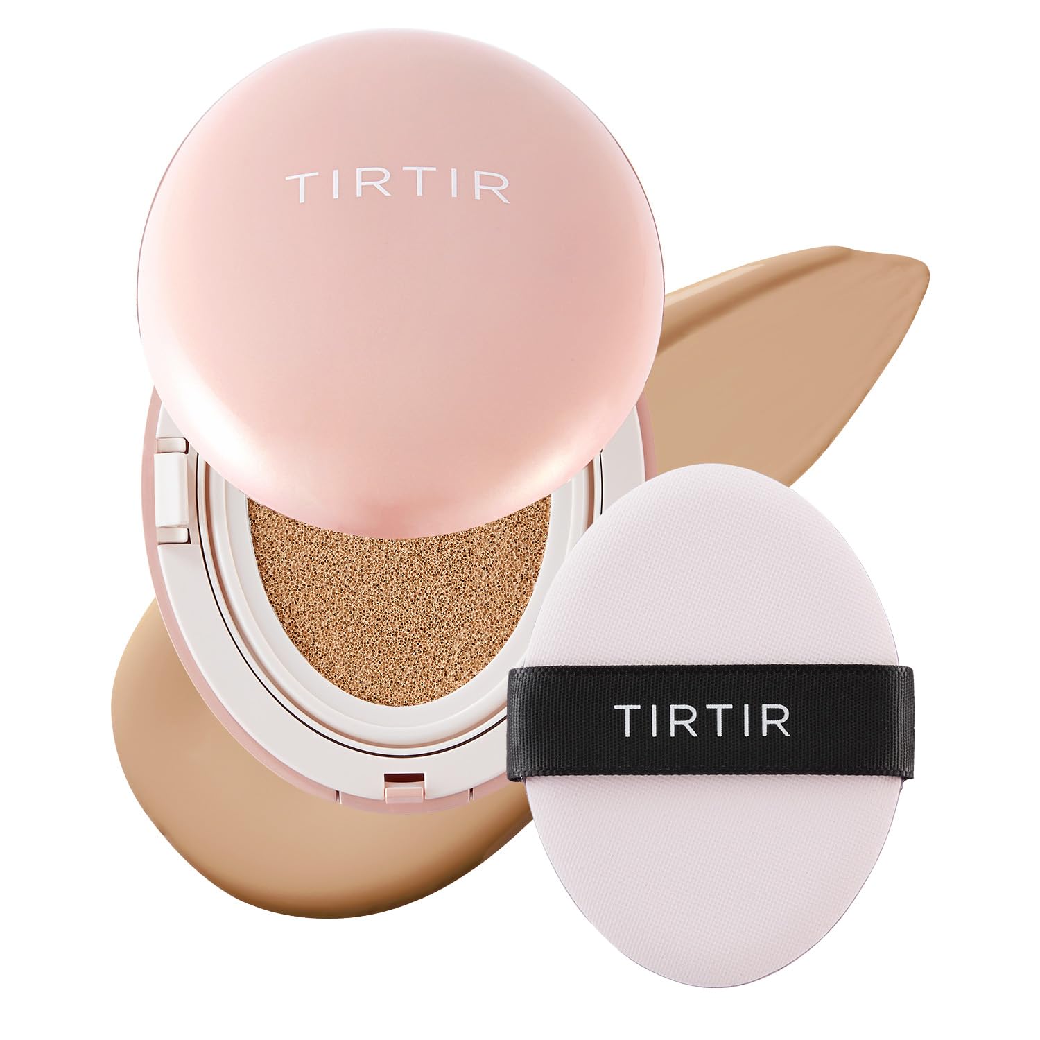 TIRTIR Mask Fit All Cover Pink Cushion bottle shows velvety matte, long-lasting coverage.