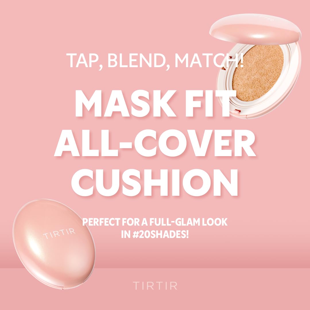 TIRTIR pink cushion exterior highlights premium easy-to-apply high-coverage formula.