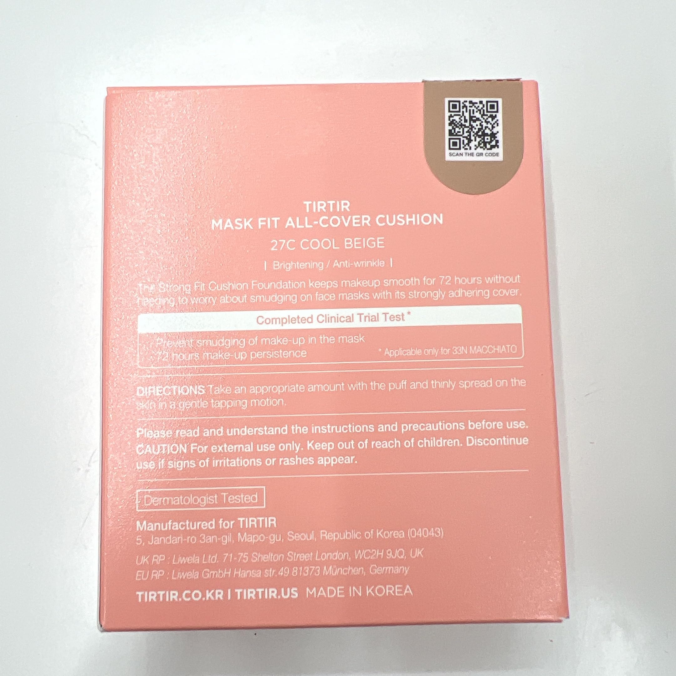 TIRTIR Mask Fit All Cover Pink Cushion face swatch on skin