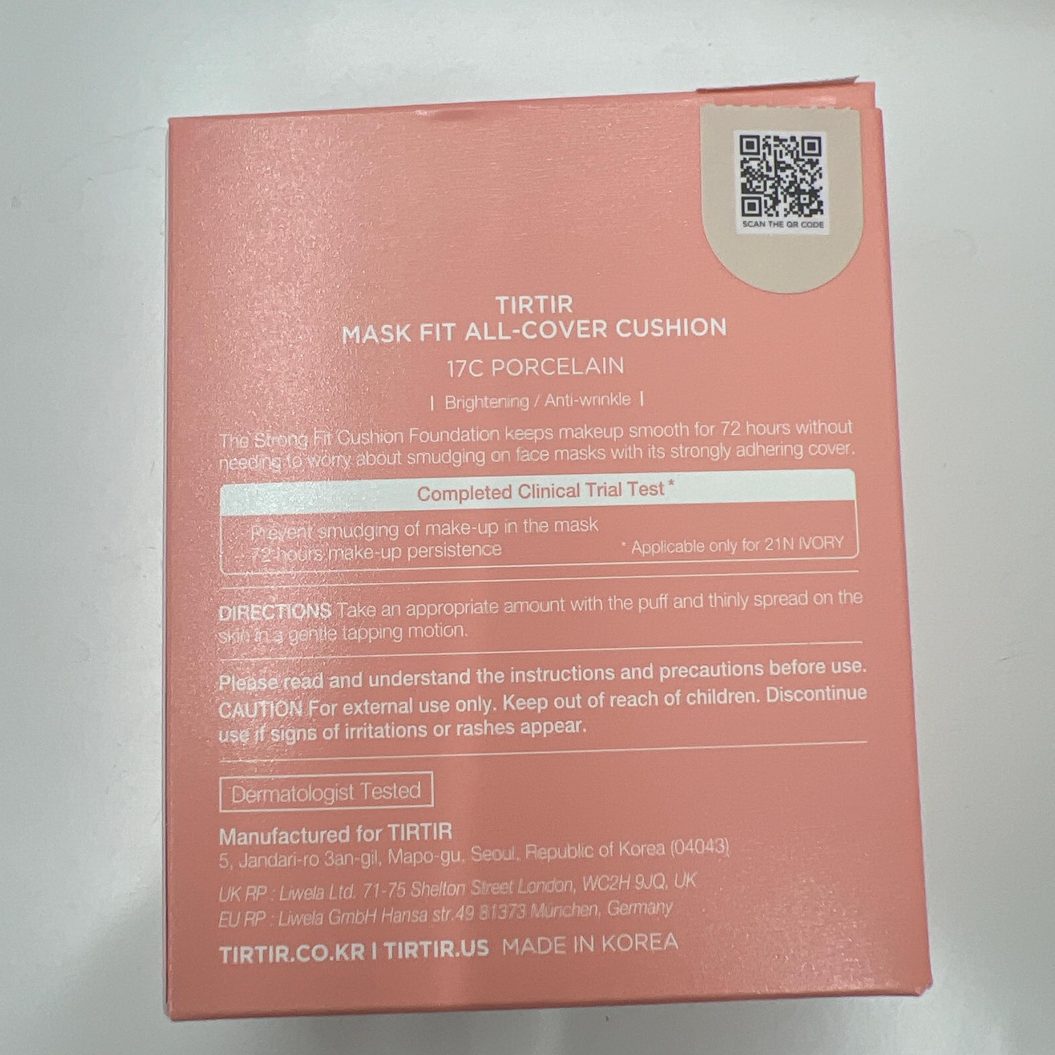 TIRTIR Mask Fit All Cover Pink Cushion test on oily skin for shine control.
