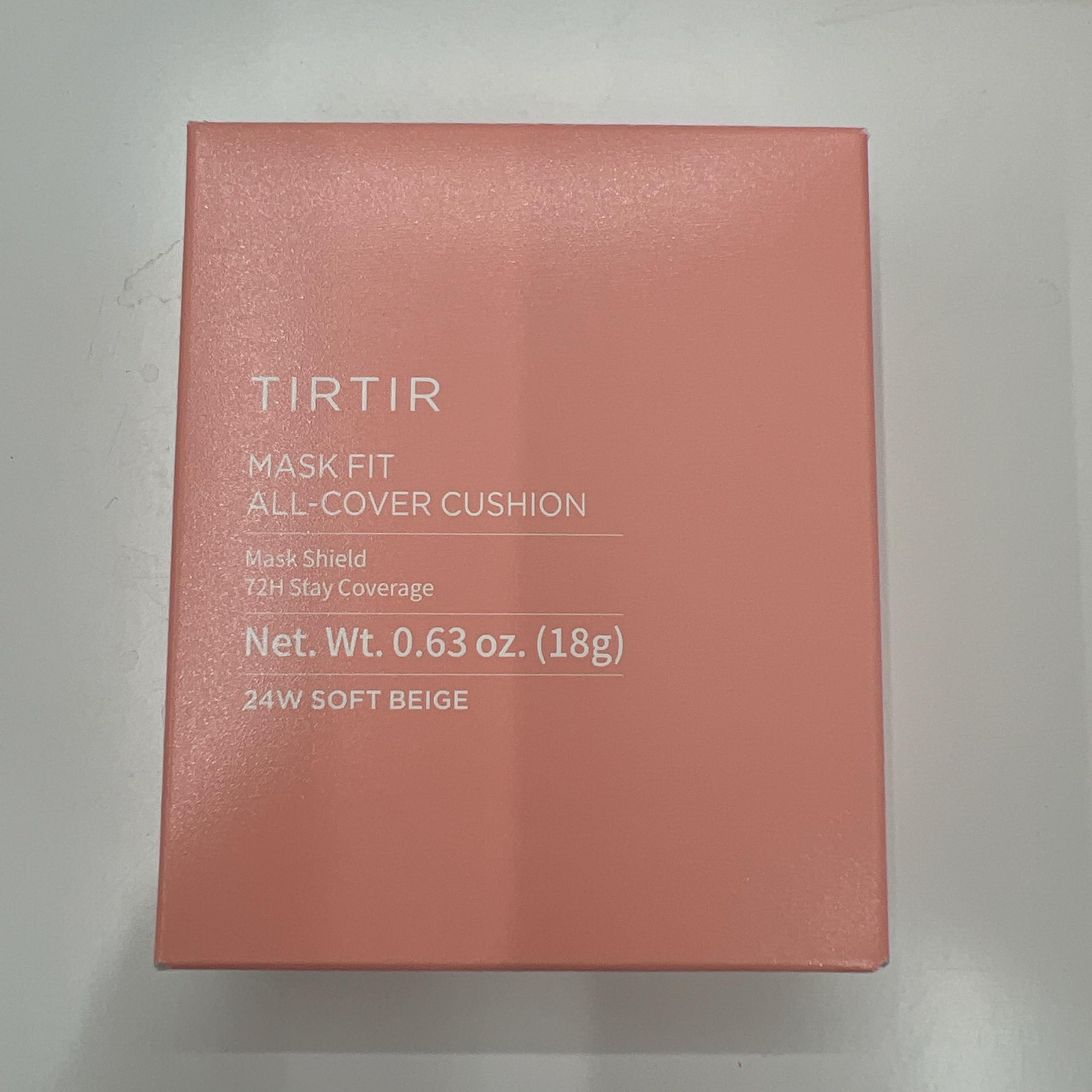 TIRTIR Mask Fit All Cover Pink Cushion packaging shot emphasizes full-size value.