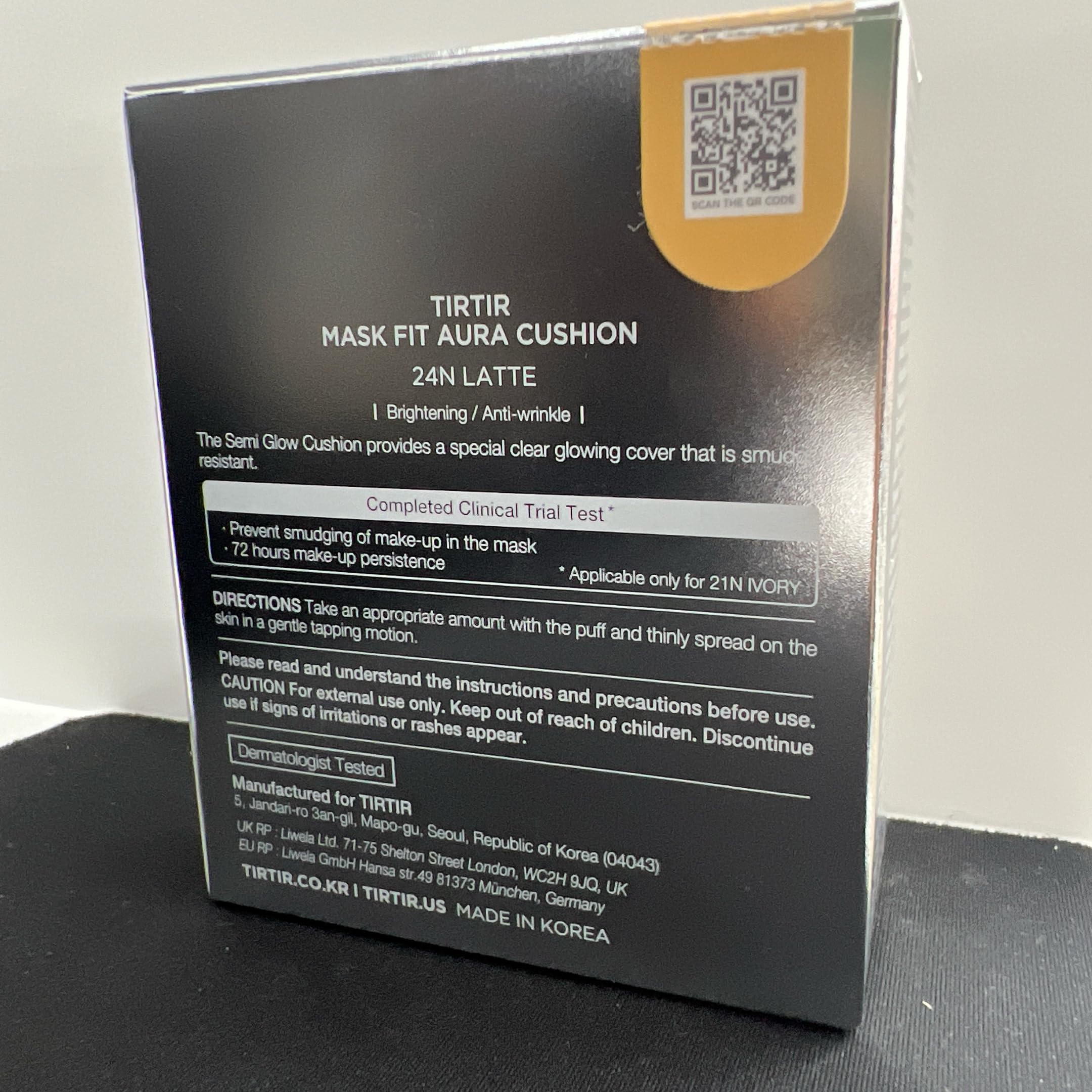 TIRTIR Mask Fit Aura Silver Cushion box insert shows 0.63 fl oz value.
