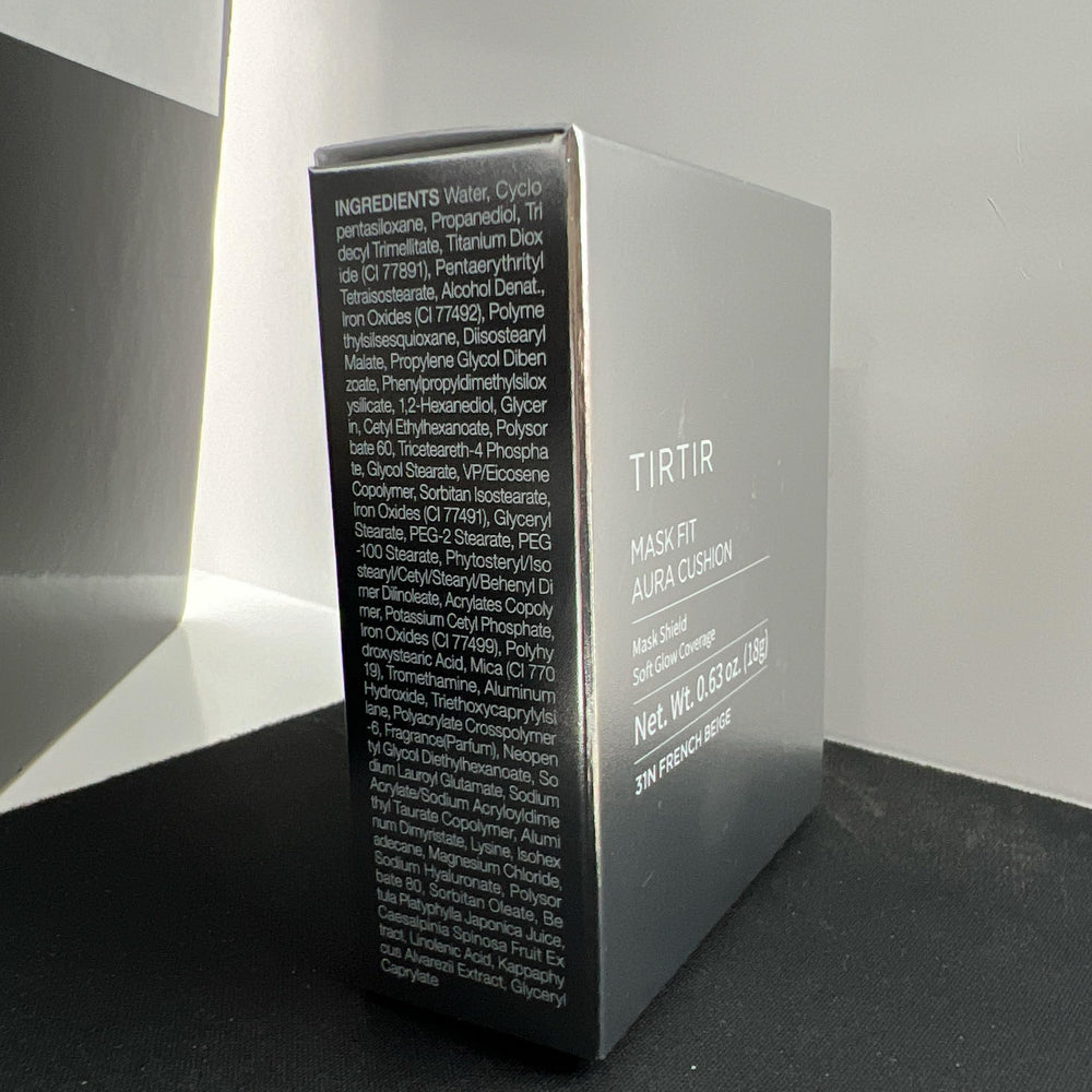 TIRTIR Mask Fit Aura Silver Cushion branding signals premium Korean cushion foundation.