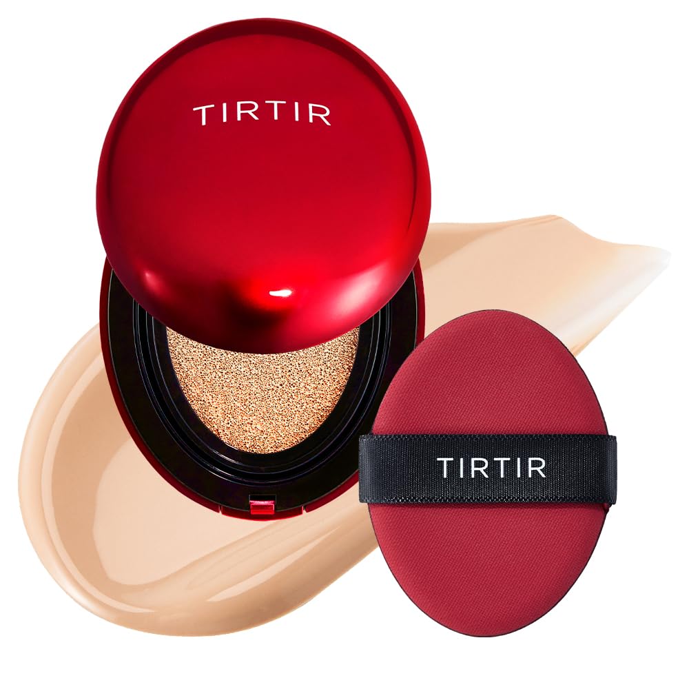TIRTIR Mask Fit Red Cushion compact open demonstrates portable coverage for on-the-go touch-ups