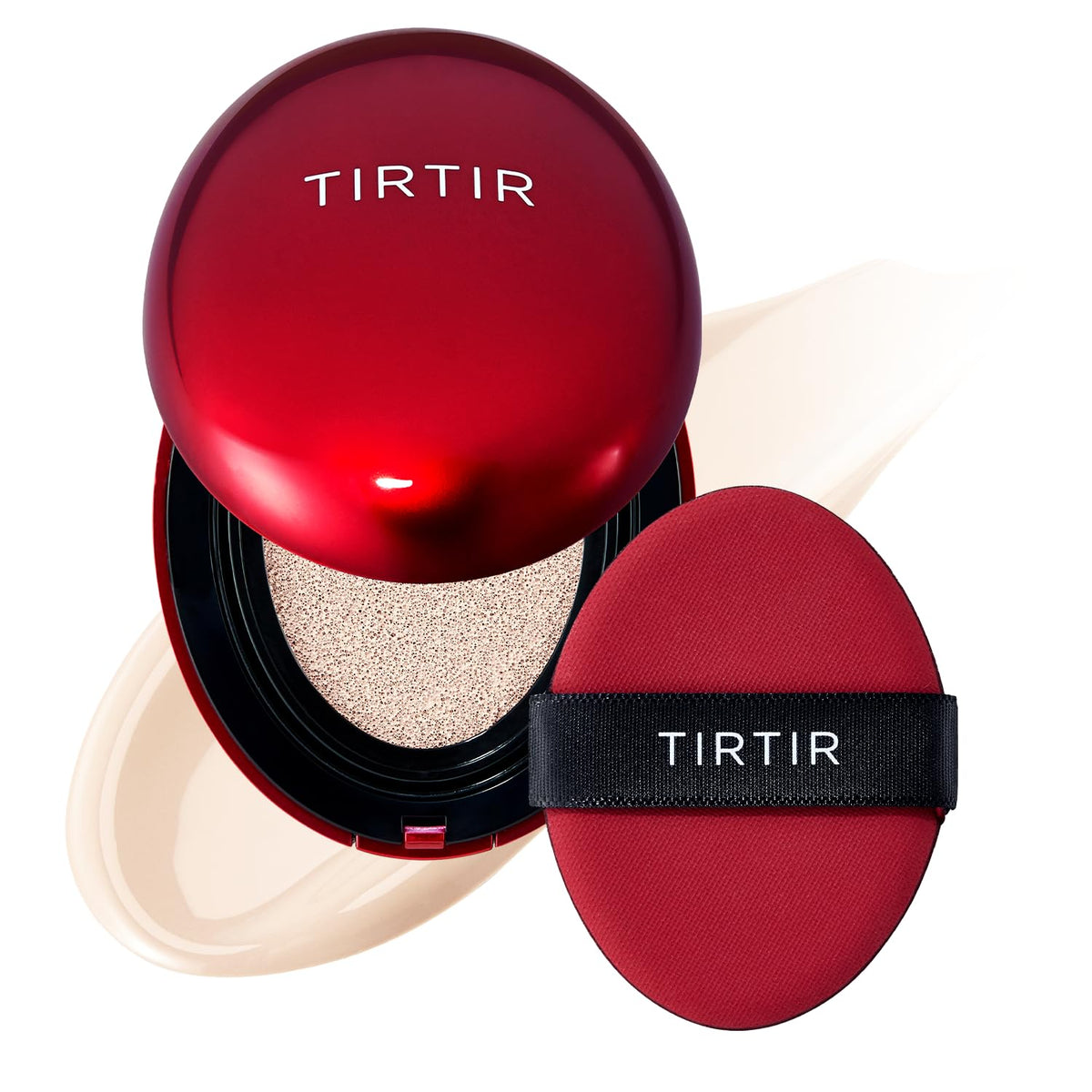 TIRTIR Mask Fit Red Cushion compact opening shows shade-matching coverage for all-day wear.