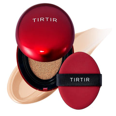 TIRTIR Mask Fit Red Cushion compact shows shade variety for glass skin finish.