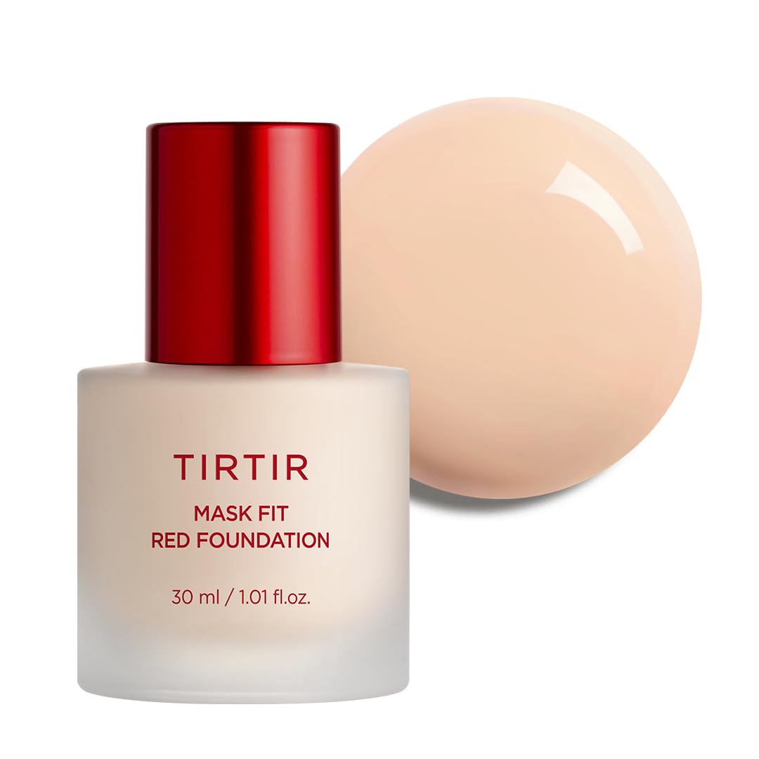 TIRTIR Mask Fit Red Foundation bottle demonstrating long-lasting coverage and hydration.