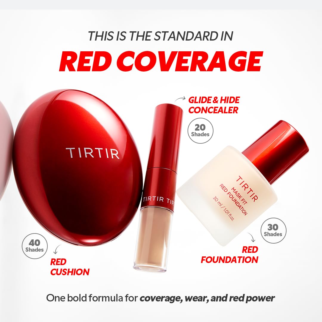 TIRTIR Mask Fit Red Foundation long-wear scene conveys durable coverage through the day.