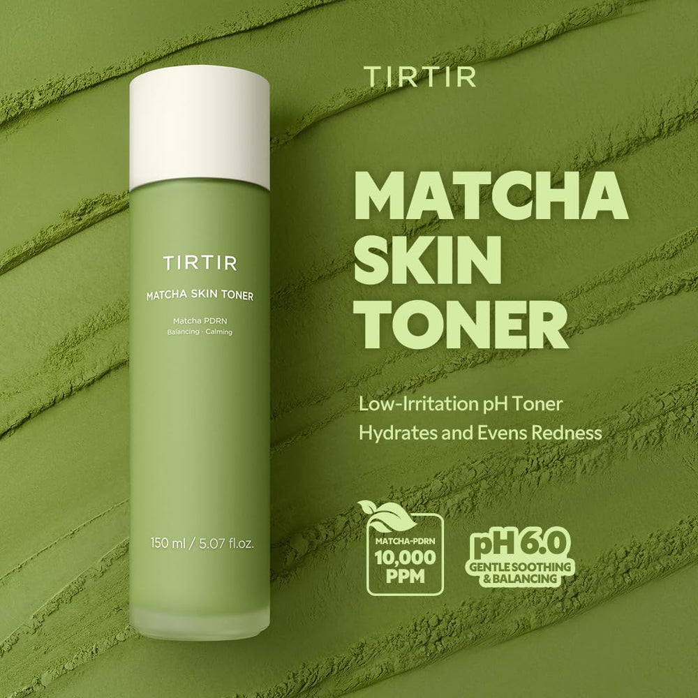 TIRTIR Matcha PDRN Toner swirled texture close-up illustrating fast-absorbing hydration.