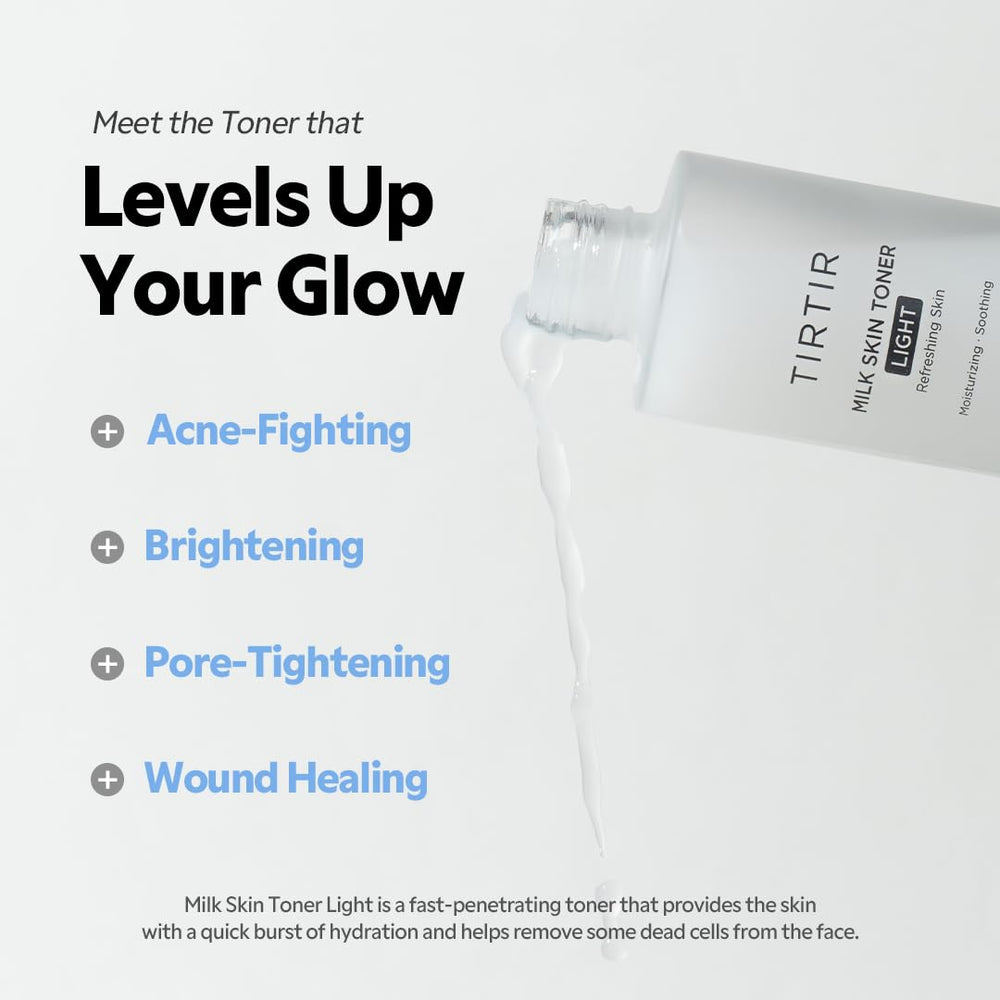 TIRTIR Milk Skin Rice Toner Light ingredients bottle highlights vegan soothing actives