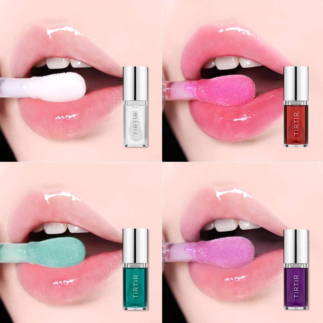 TIRTIR My Glow Mint Lip Oil glossy finish shown on lips.
