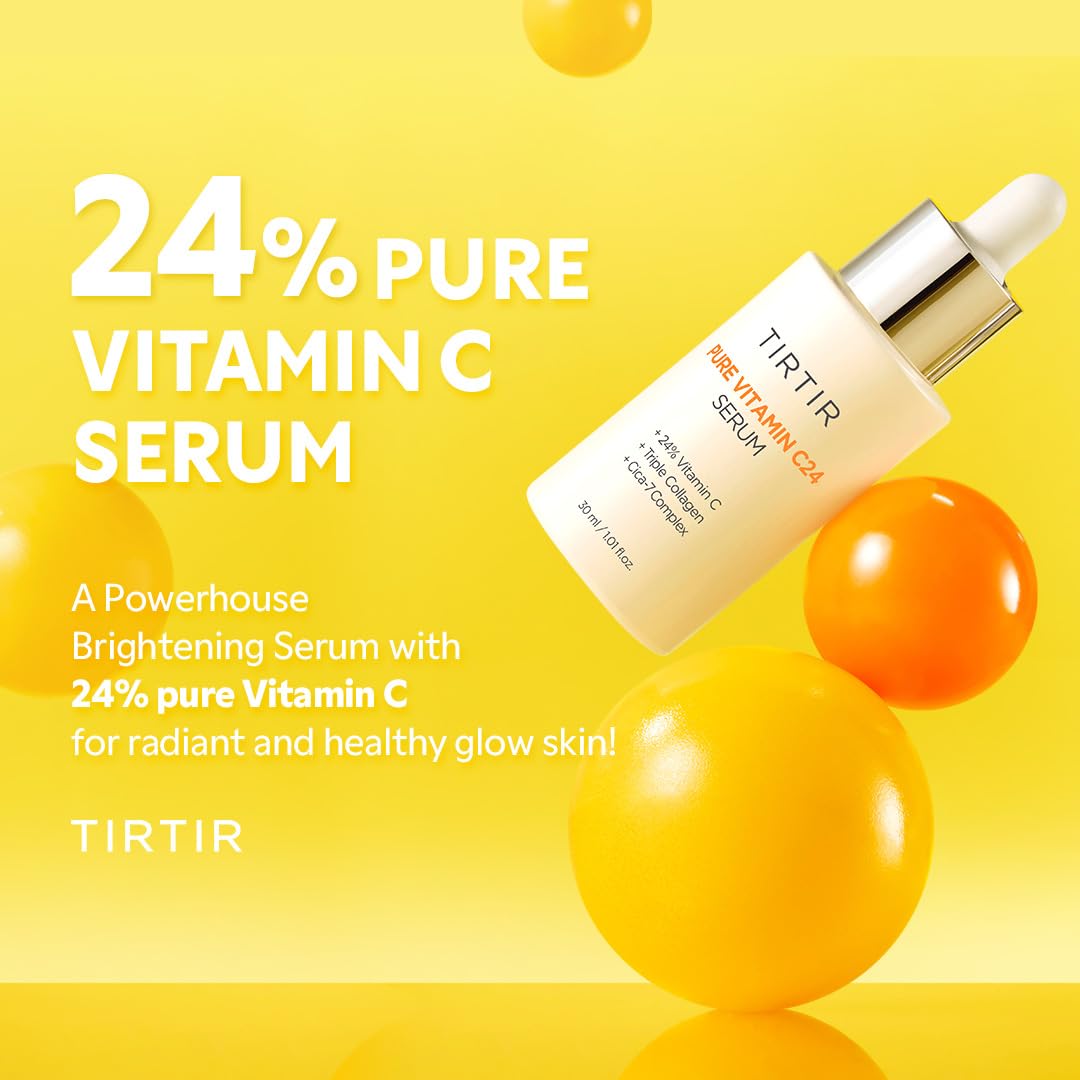 TIRTIR Pure Vitamin C 24 Serum label emphasizes vitamin C strength for luminous skin