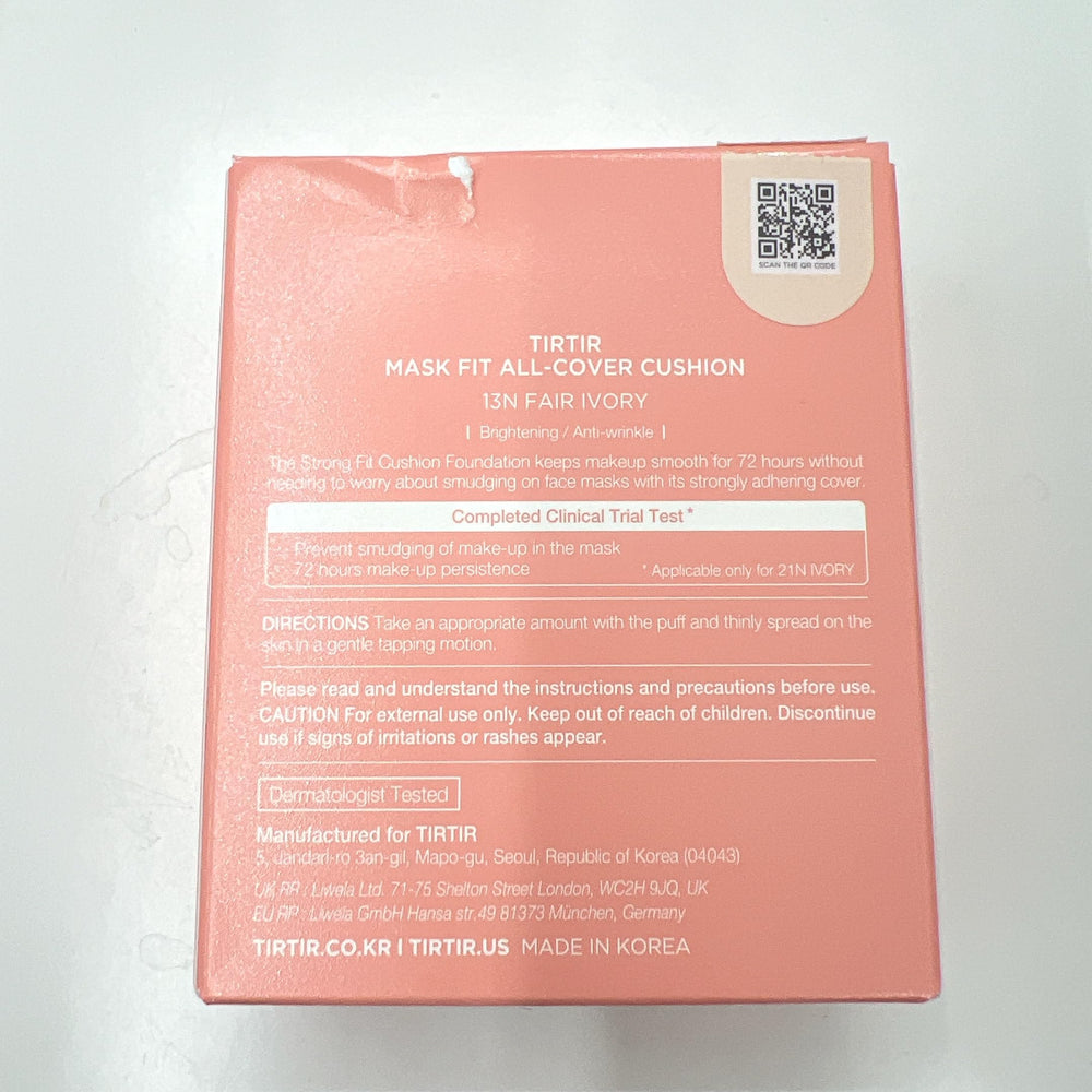 TIRTIR shade-13n-fair-ivory swatch confirms light complexion compatibility.