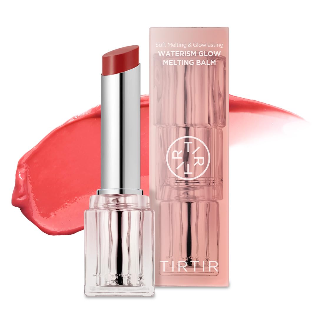 TIRTIR Waterism Glow Melting Balm 02 Merry Coral packaging showcases hydrated, radiant lip balm