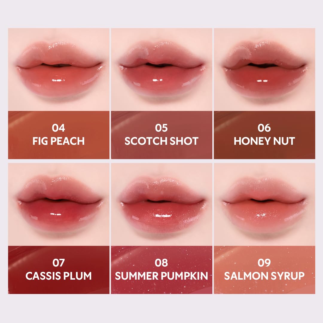 TIRTIR Waterism lip gloss glow-finish close-up emphasizing plumping, crystal-clear shine