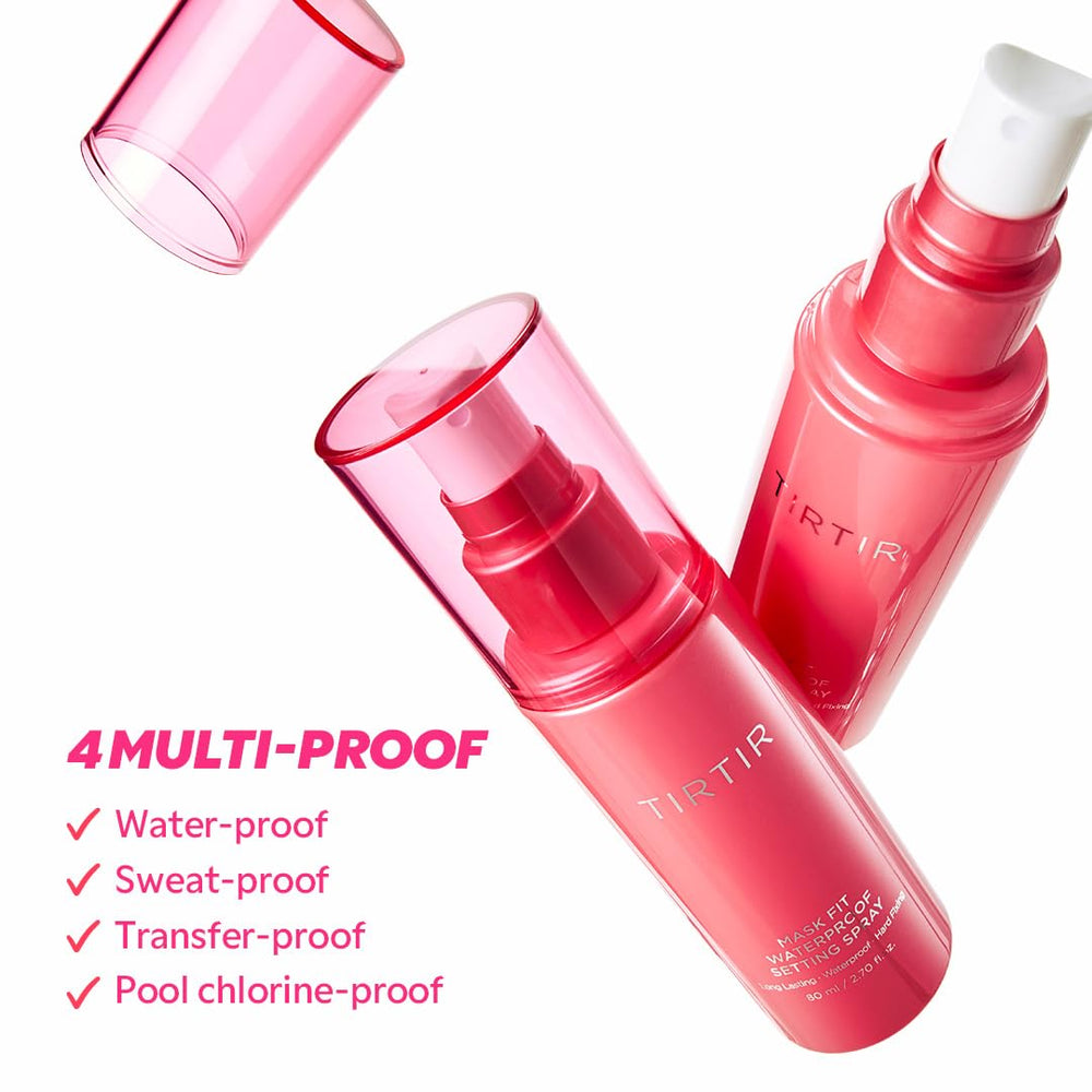 TIRTIR Waterproof Setting Spray 24-hour hold demonstrates all-day durability against sweat and humidity.