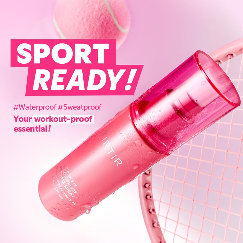 TIRTIR Waterproof Setting Spray packaging-display shows easy, on-the-go makeup fixing.