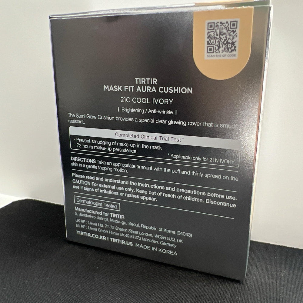 TIRTIR Mask Fit Aura Silver Cushion daily-use compact provides lightweight wear on the go.
