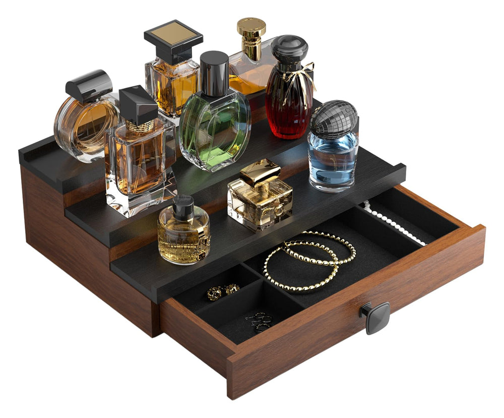 TIRYIUOU Cologne Organizer top view showing 12 bottles for easy-access fragrance display